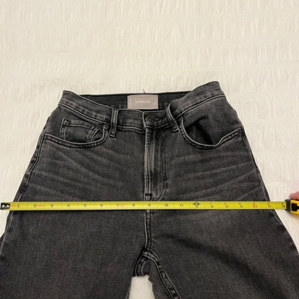EVERLANE High Rise Straight Ankle Length Faded Black Jeans Five Pocket Style